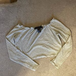 off the shoulder grey crop top